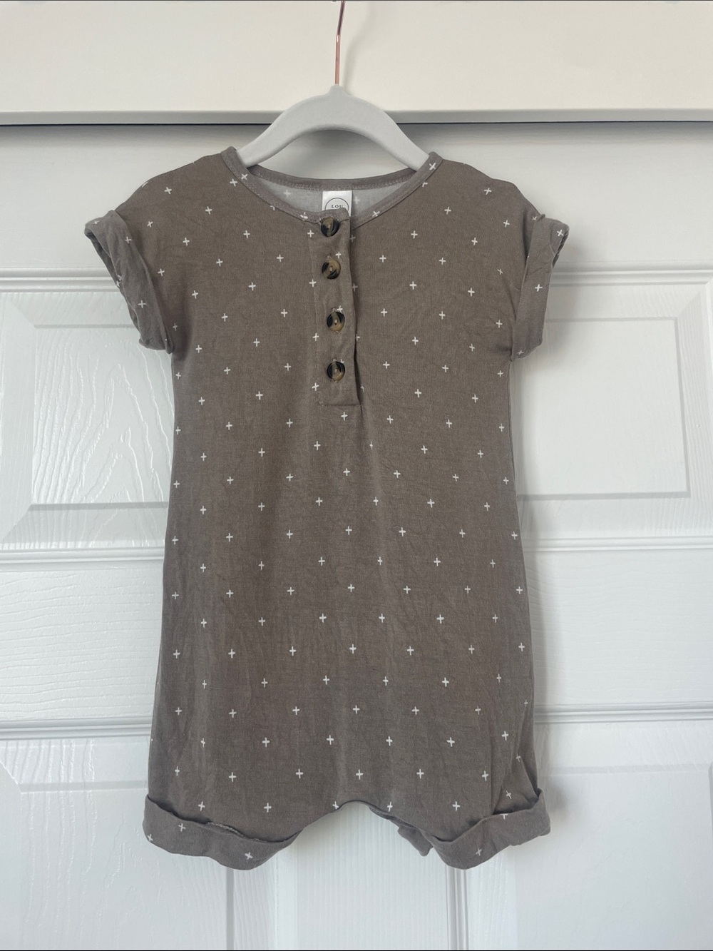 Lou Lou & Company Brown and White Romper 12-24M (EUC)